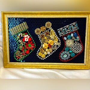 Christmas Stockings jewlery art frame is 17x11